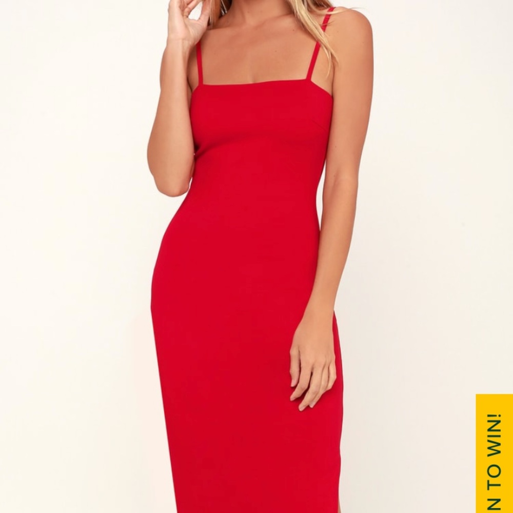 Paulina Red Bodycon Midi Dress